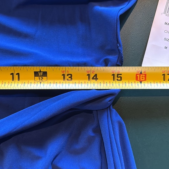 MSK Goddess Blue Midi Dress NWT Tie Waist Business Casual Work Office Stretchy M - Picture 12 of 13